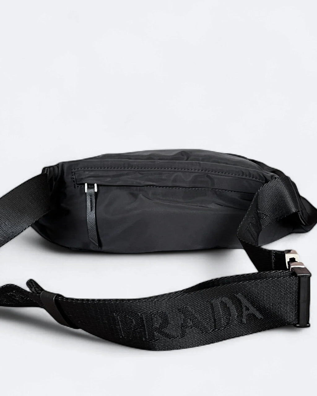 Prada - Metal Logo Crossbody Bag - Black