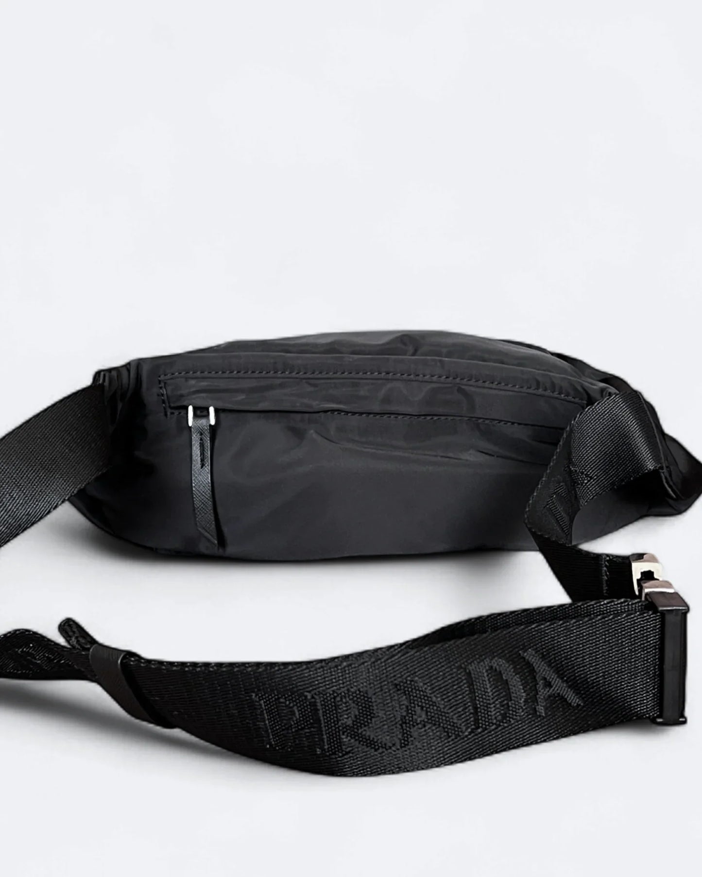 Prada - Metal Logo Crossbody Bag - Black