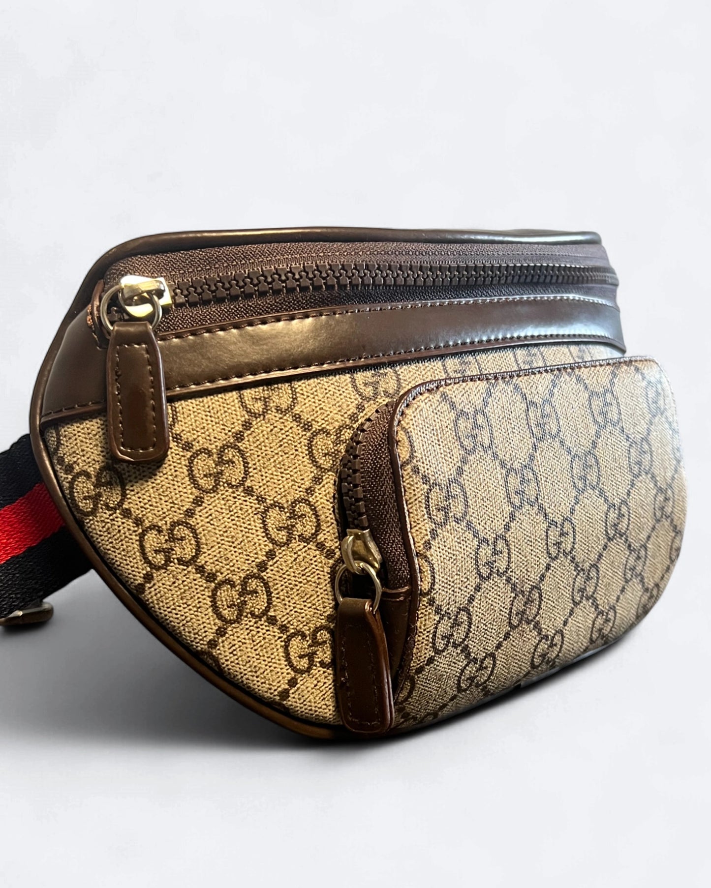 GC - GG Canvas Stripe Crossbody Bag - Beige/Brown