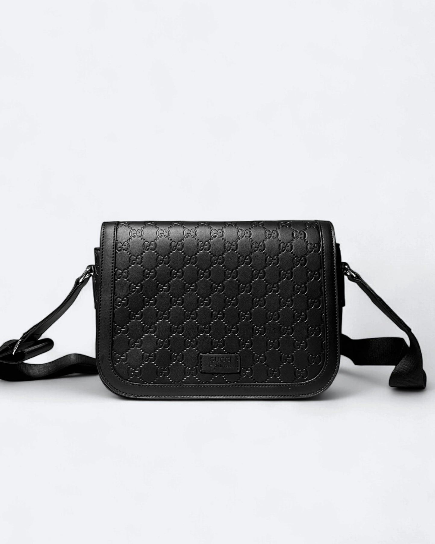 GC - GG Embossed Messenger Bag - Black
