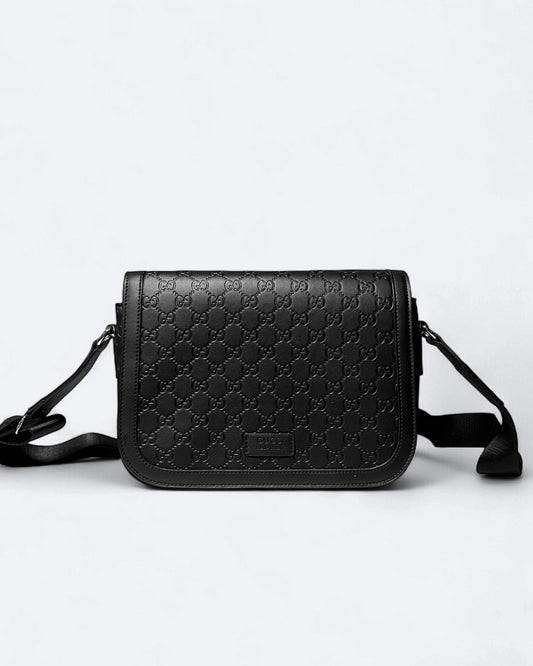 GC - GG Embossed Messenger Bag - Black