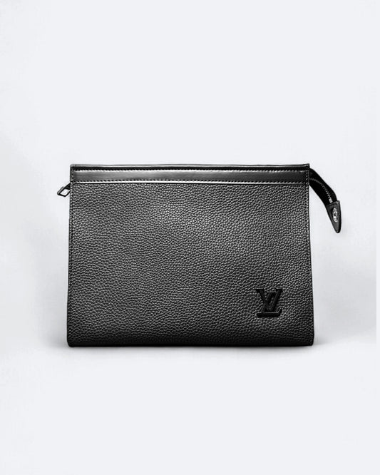 LVTN - Black Monogram Leather Clutch - Black