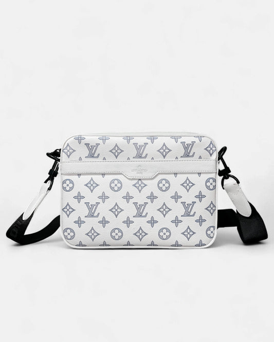 LVTN - Monogram Pattern Trio Set Bags - White/Dark Blue