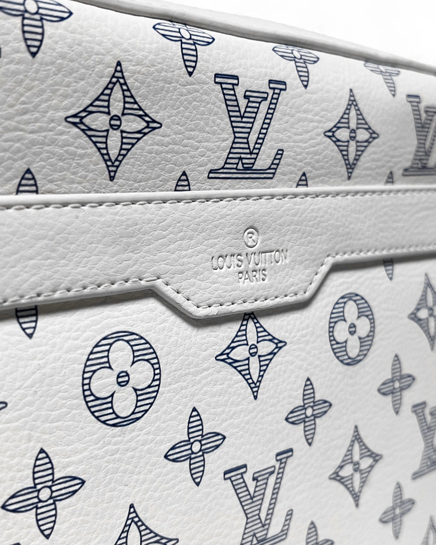 LVTN - Monogram Pattern Trio Set Bags - White/Dark Blue