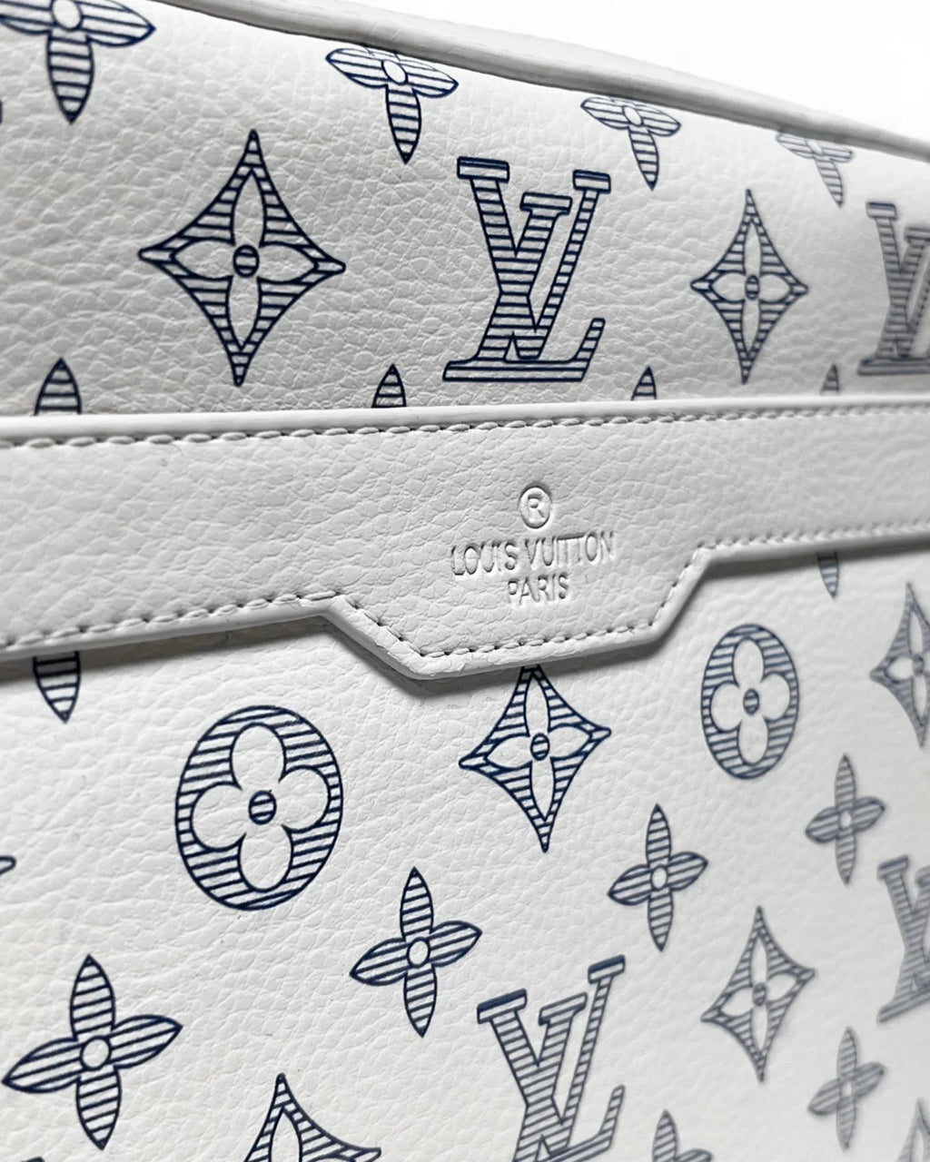 LVTN - Monogram Pattern Trio Set Bags - White/Dark Blue