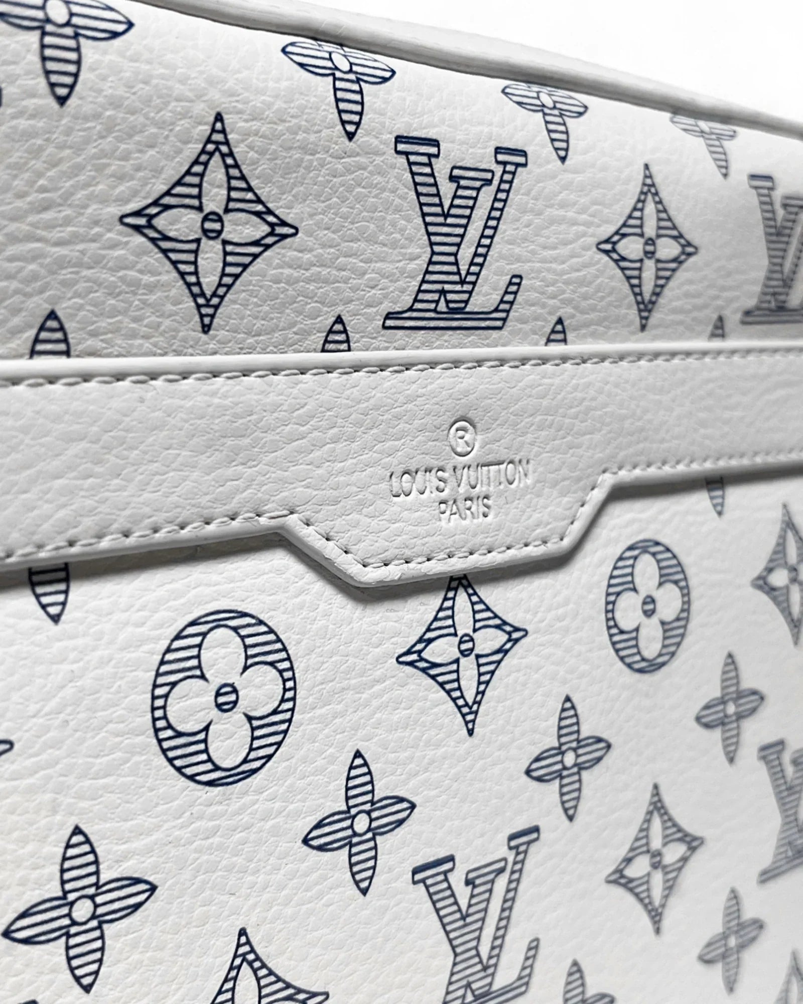 LVTN - Monogram Pattern Trio Set Bags - White/Dark Blue