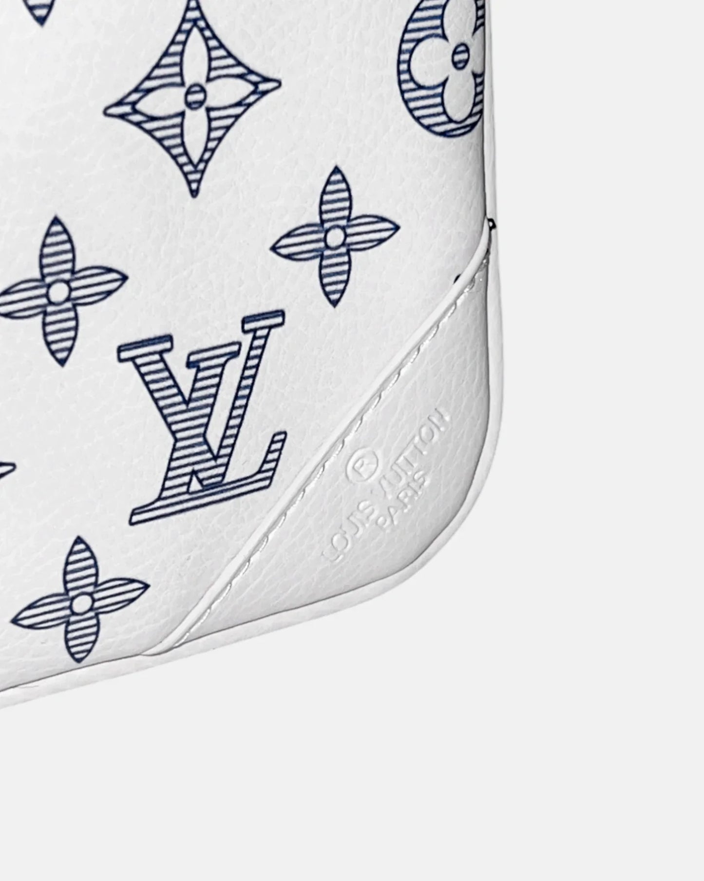 LVTN - Monogram Pattern Trio Set Bags - White/Dark Blue