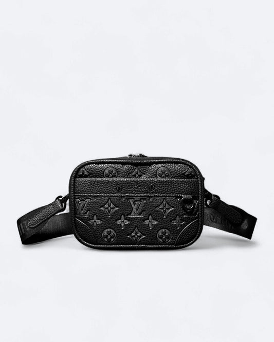 LVTN - Alpha Leather Embossed Crossbody Bag - Black