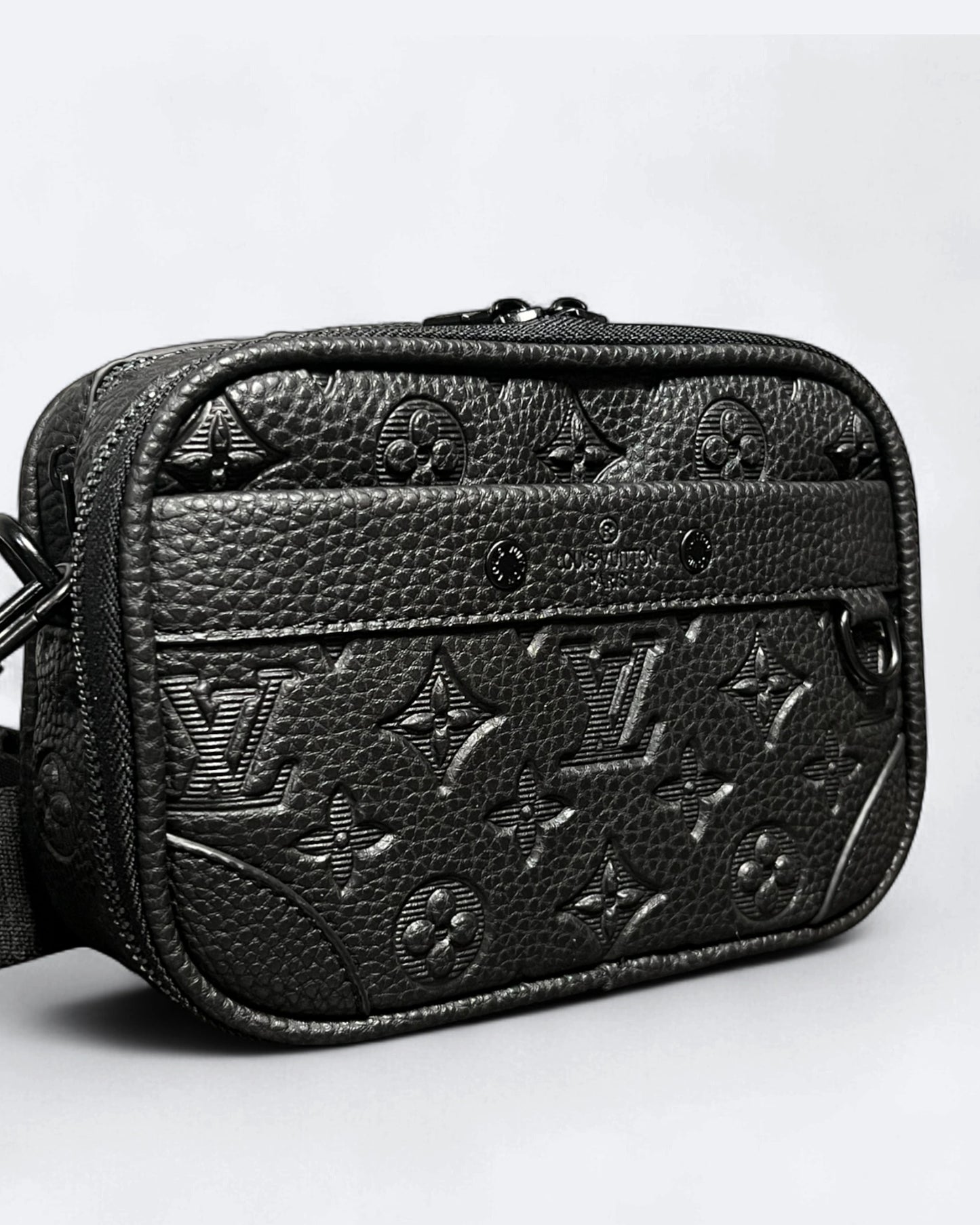 LVTN - Alpha Leather Embossed Crossbody Bag - Black
