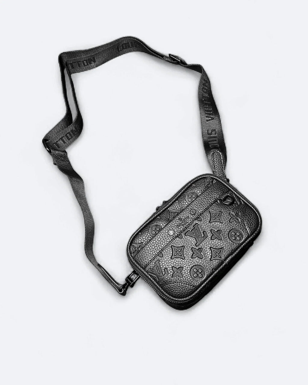 LVTN - Alpha Leather Embossed Crossbody Bag - Black