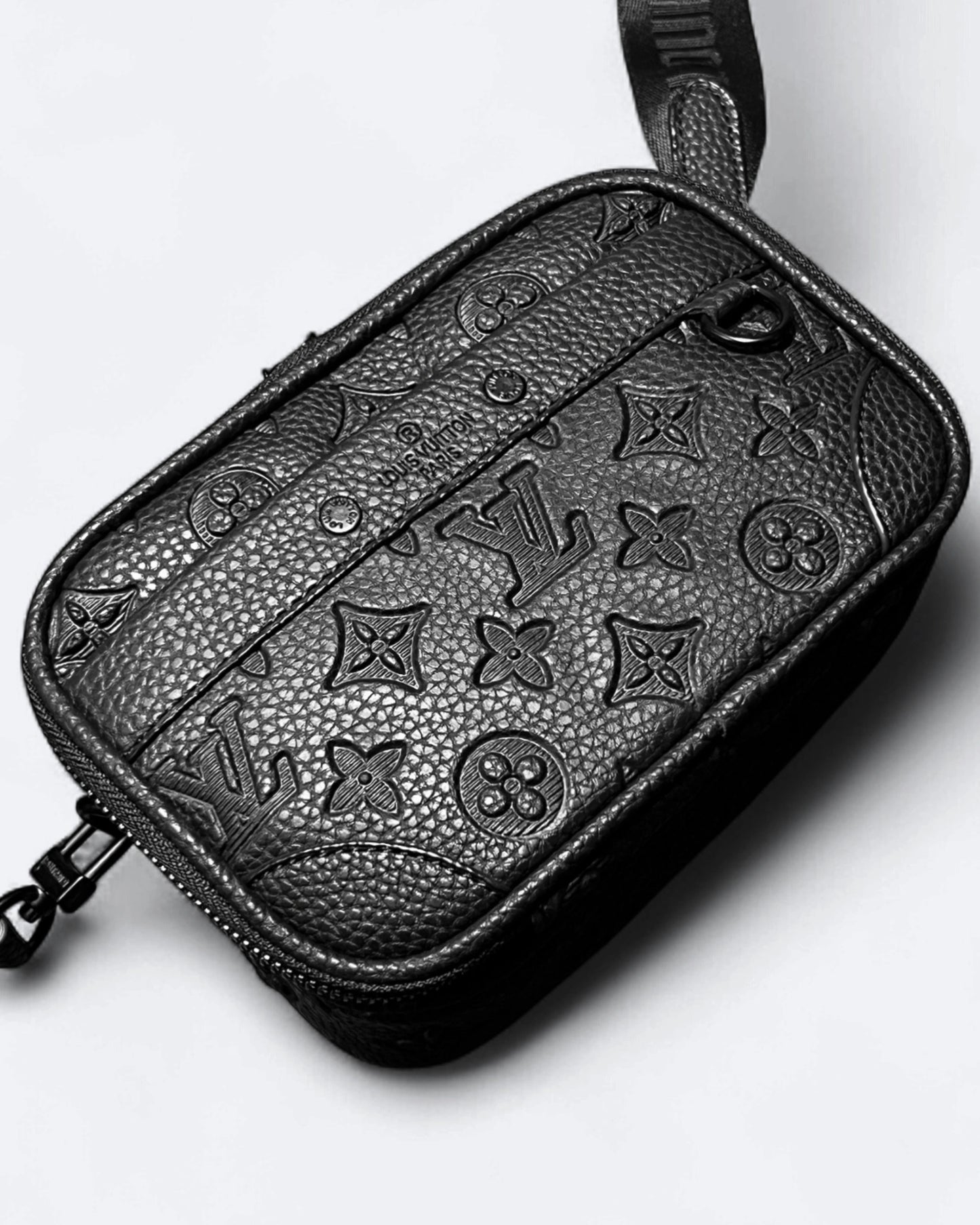 LVTN - Alpha Leather Embossed Crossbody Bag - Black