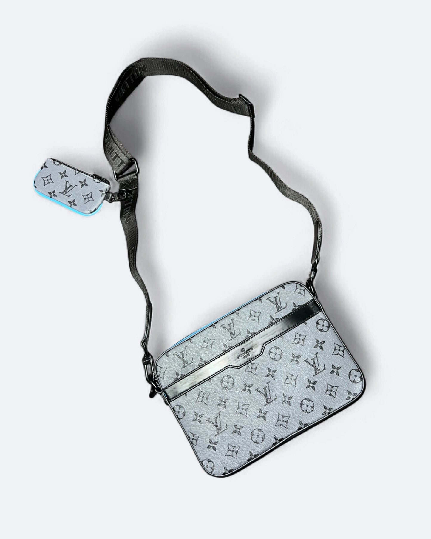 LVTN - Monogram Pattern Trio Set Bags - Gray/Blue