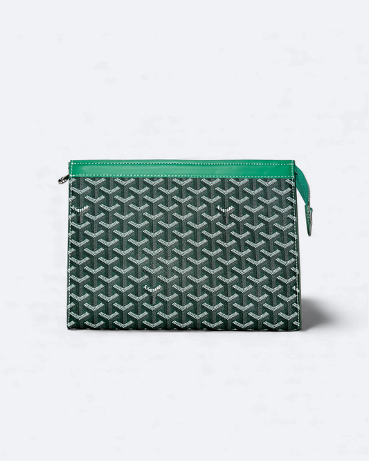 Goyard Pattern Clutch - Green