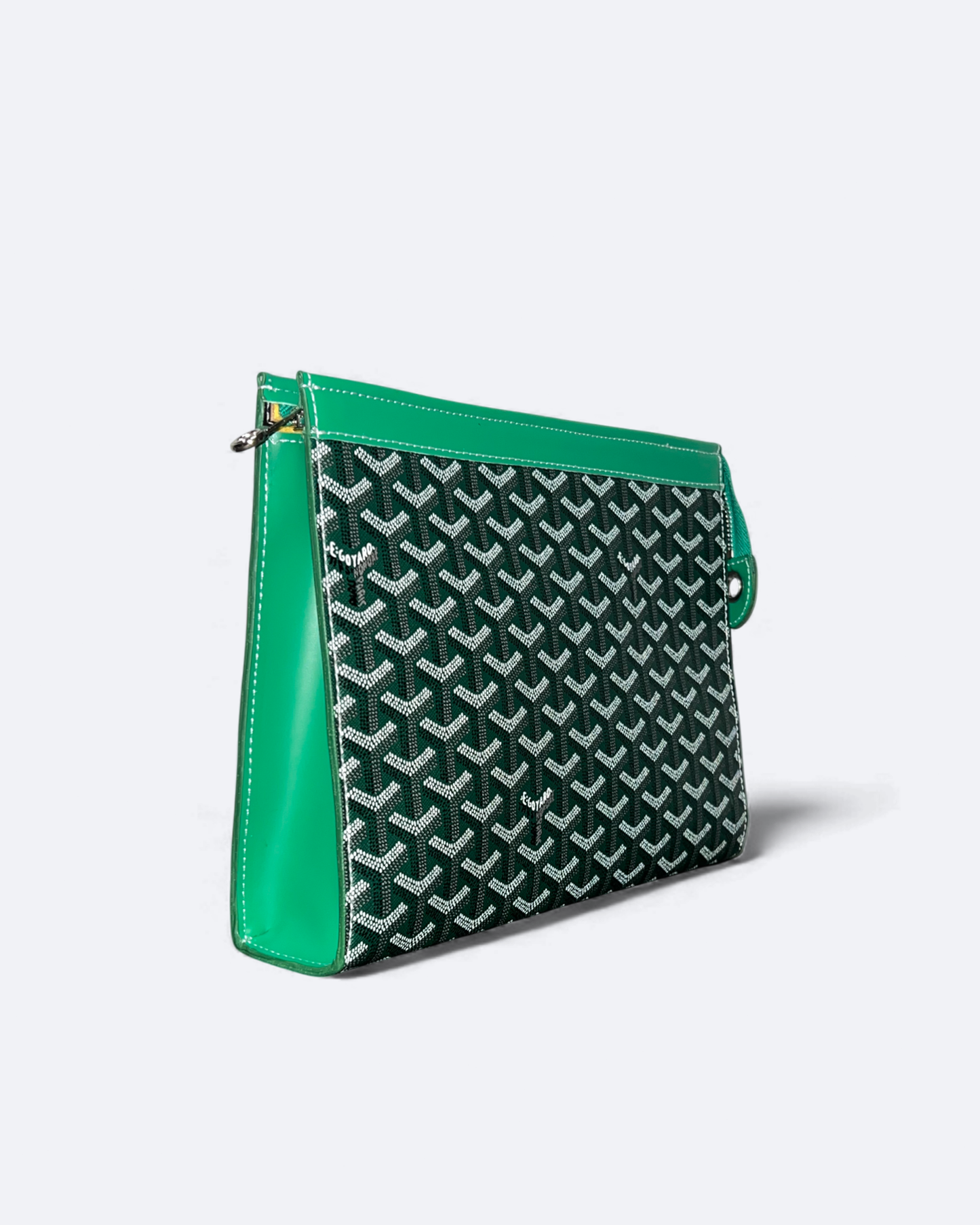 Goyard Pattern Clutch - Green