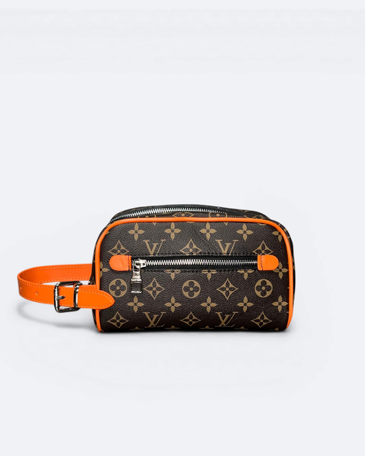 LVTN - Pattern Hand Pouch Bag - Brown/Orange