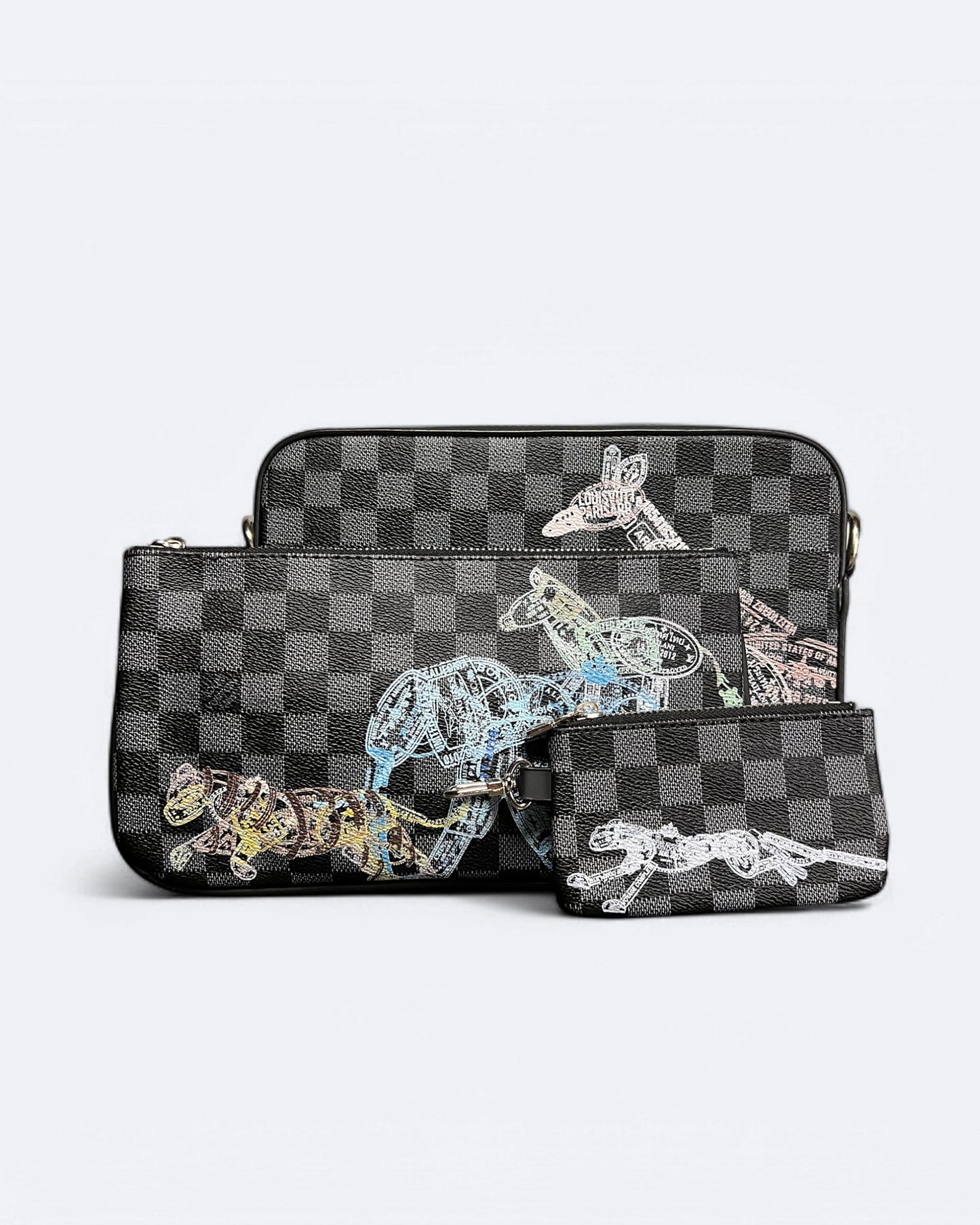 Louis Vuitton - Pečiatky do pasu zvierat Damier Trio Bags - Black