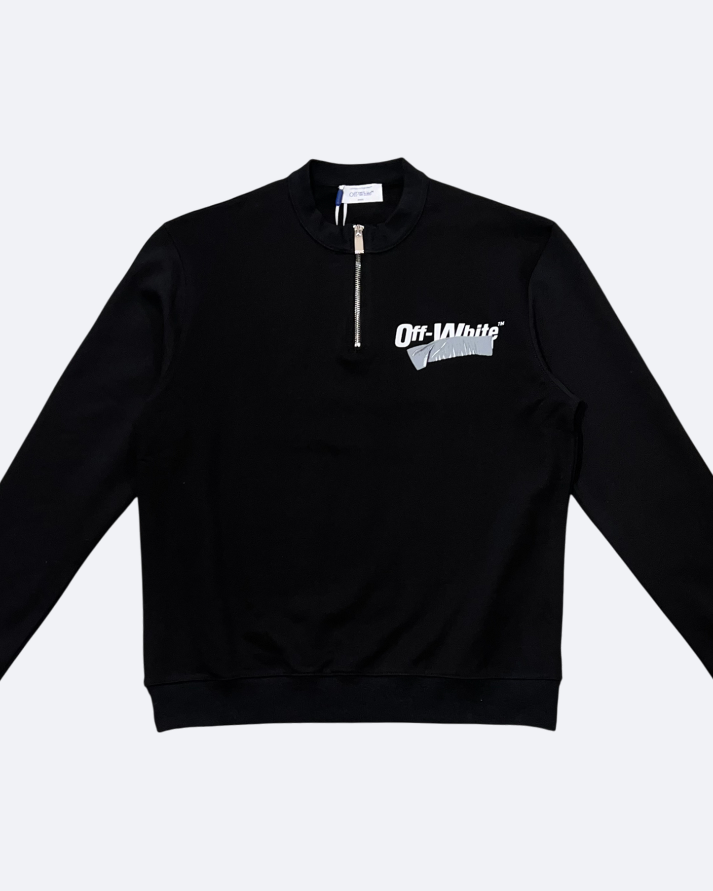 Off-White - Silver Tape Graphic Half-Zip Sweatshirt - Black