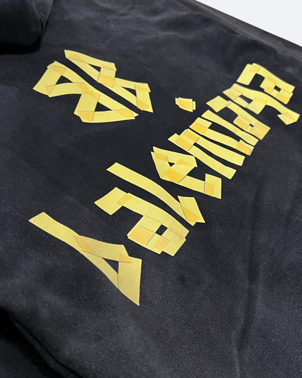 Balenciaga - Yellow Tape Distressed Hoodie - Washed Black