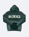 Balenciaga - Yellow Tape Distressed Hoodie - Washed Green