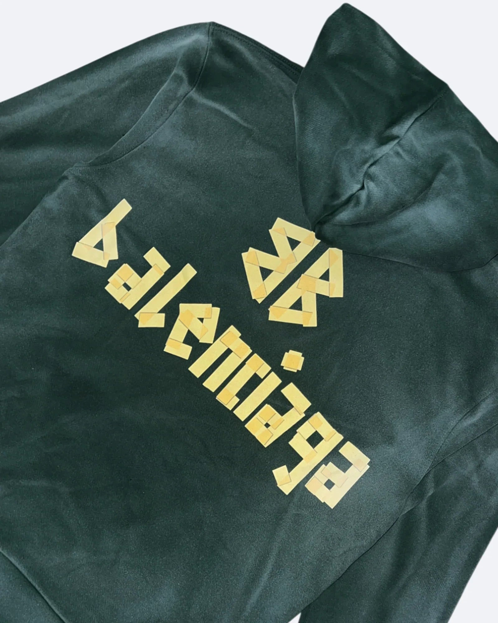 Balenciaga - Yellow Tape Distressed Hoodie - Washed Green