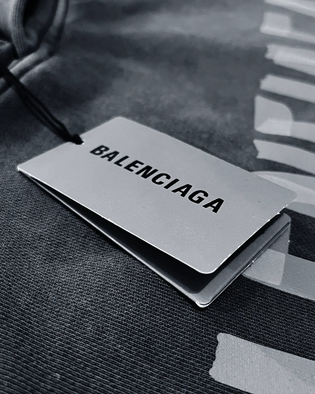 Balenciaga - Yellow Tape Distressed Hoodie - Washed Gray