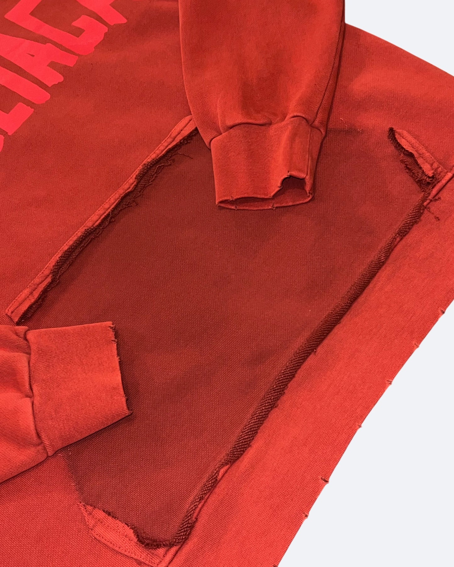 Balenciaga - Red Tape Distressed Hoodie - Washed Red