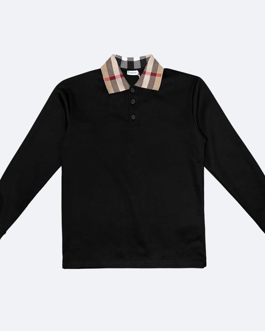 Burberry - Long-Sleeve Polo Shirt - Black