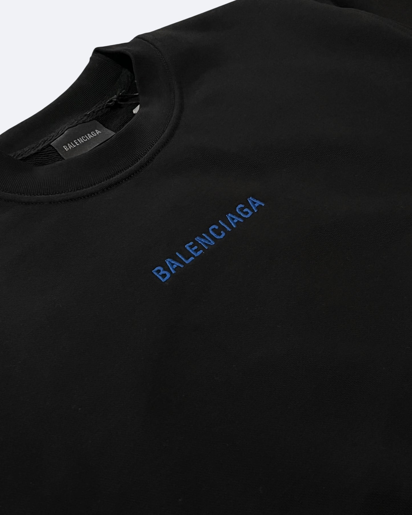 Balenciaga - Blue Logo Embroidery Sweatshirt - Black