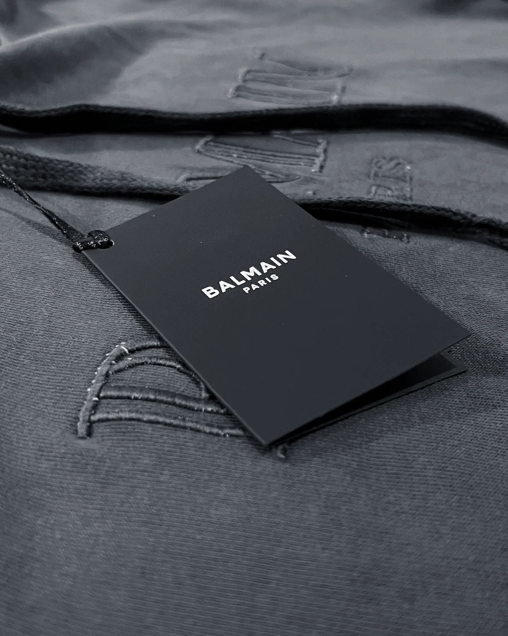 Balmain - Logo Embroidery Hoodie - Slate Blue