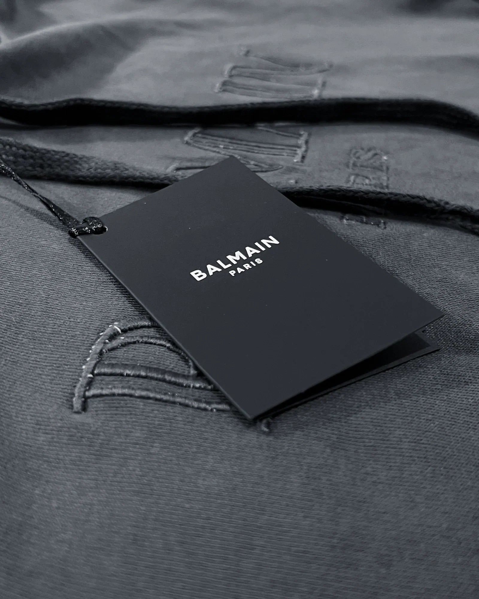 Balmain - Logo Embroidery Hoodie - Slate Blue