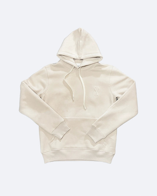 AMI - Logo Embossed Hoodie - Beige