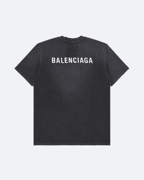 Balenciaga - Classic Logo Distressed T-Shirt - Dark Gray