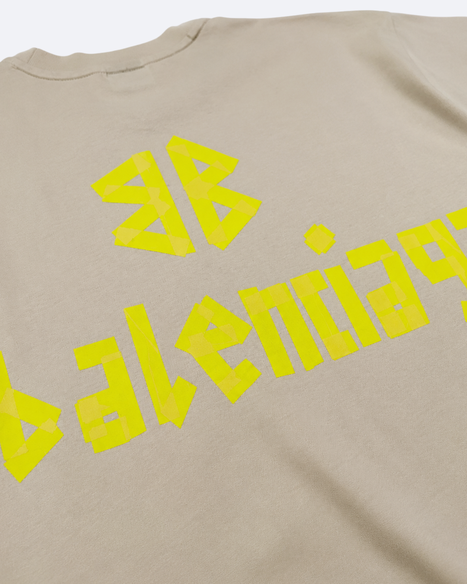 Balenciaga - Yellow Tape Logo T-Shirt - Beige