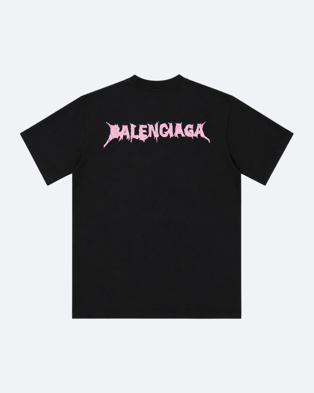 Balenciaga - Sticky Pink Logo Distressed T-Shirt - Black