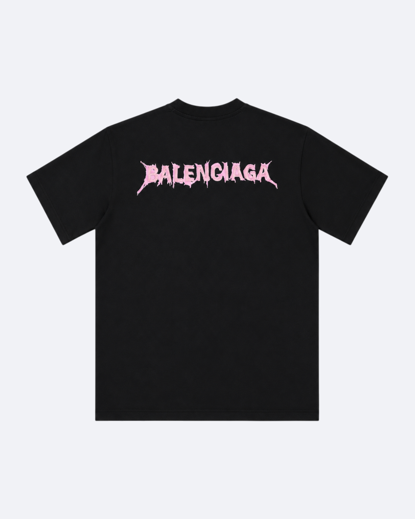 Balenciaga - Sticky Pink Logo Distressed T-Shirt - Black