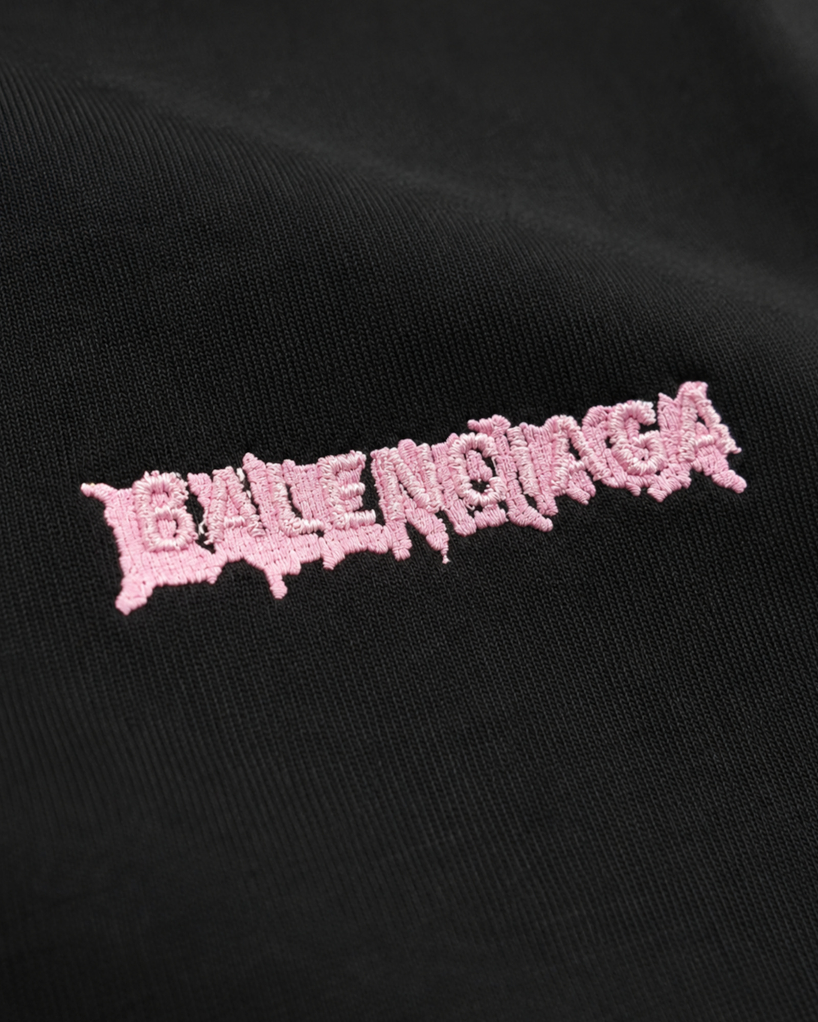 Balenciaga - Sticky Pink Logo Distressed T-Shirt - Black