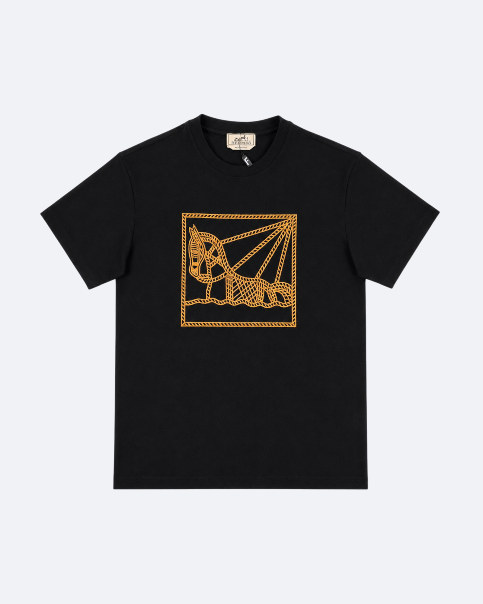 Hermes - Horse In The Sea Embroidery T-Shirt - Black