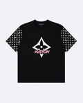 LVTN - Star Pattern Sleeve T-Shirt - Black