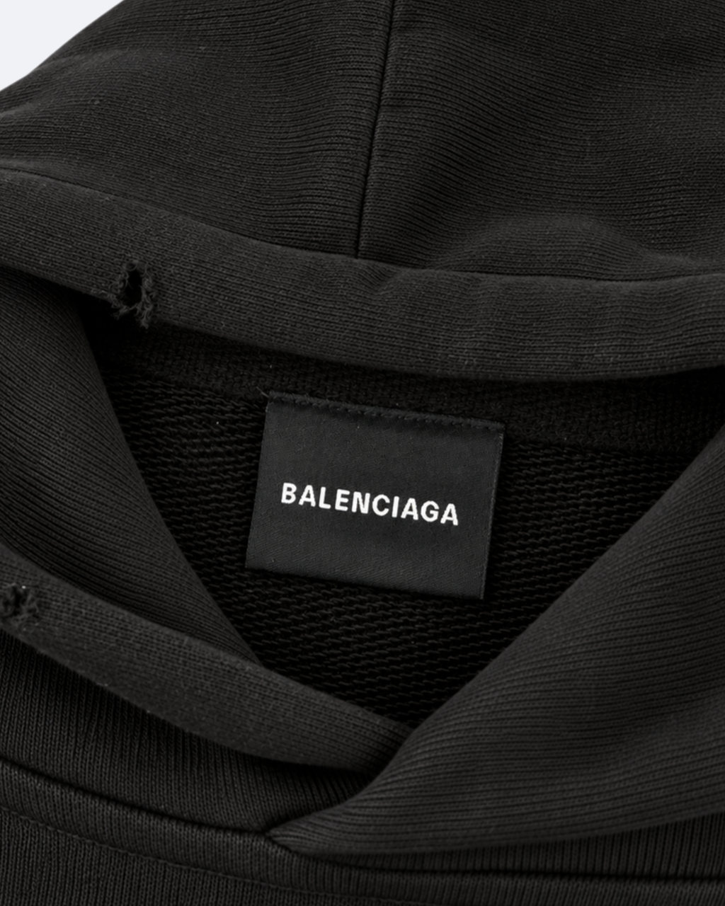 Balenciaga - Yellow Tape Logo Distressed Hoodie - Black
