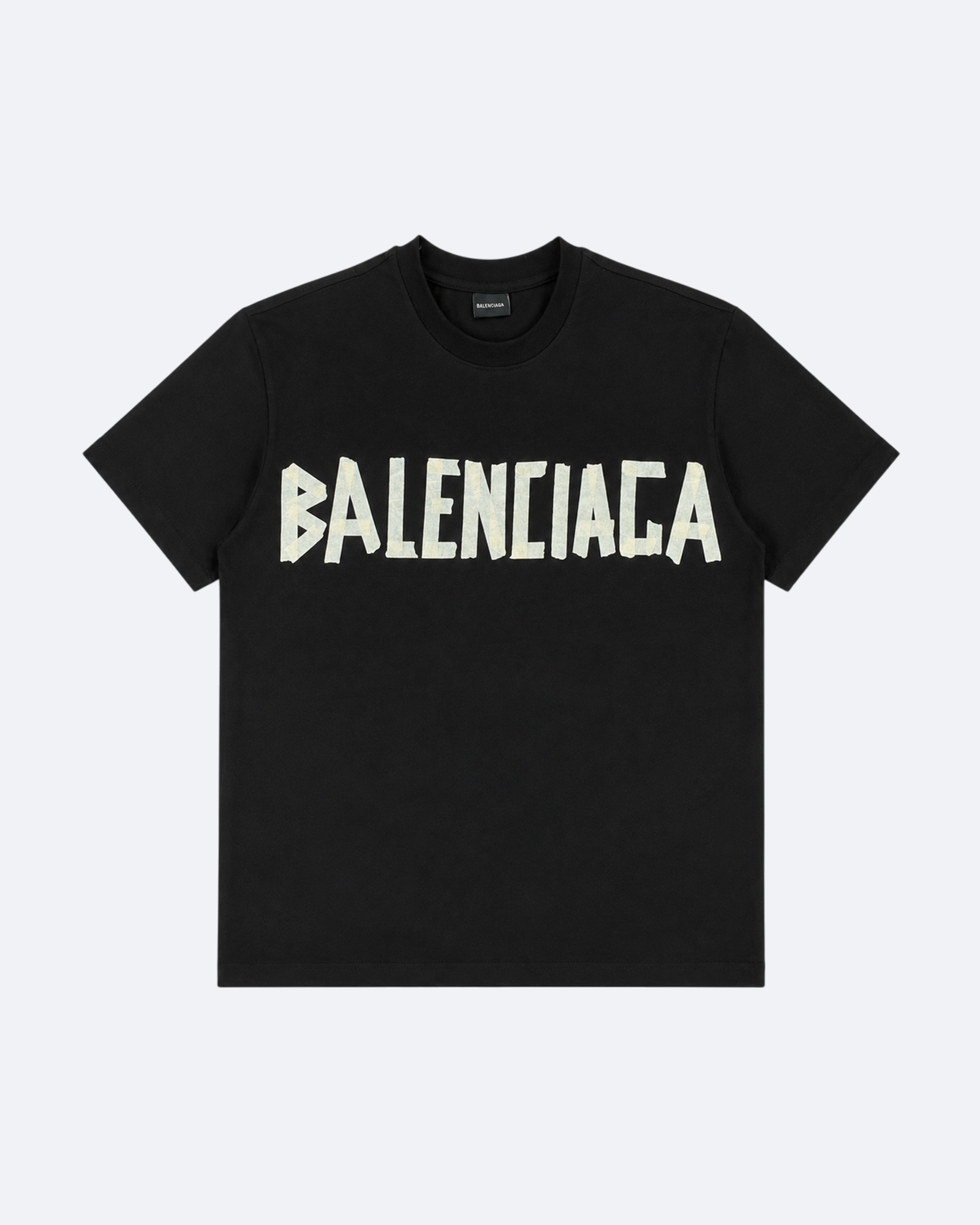 Balenciaga - Yellow Tape Logo T-Shirt - Black