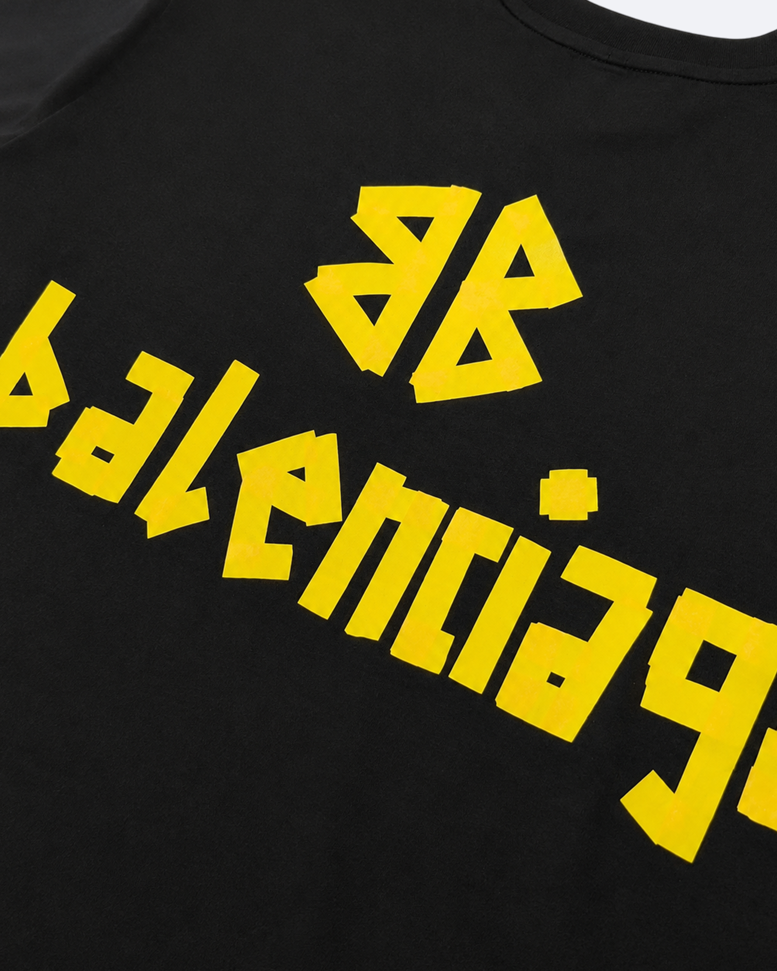 Balenciaga - Yellow Tape Logo T-Shirt - Black