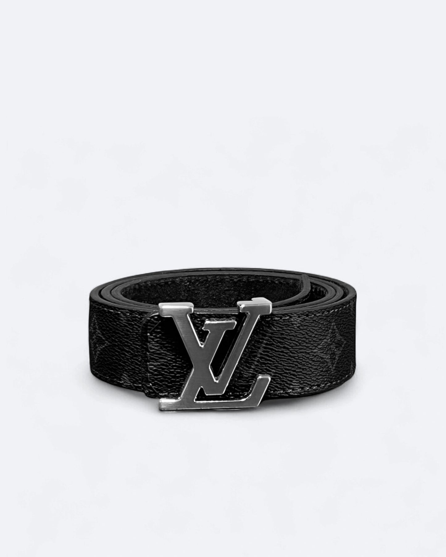 LVTN - LV Black Pattern Belt - Silver