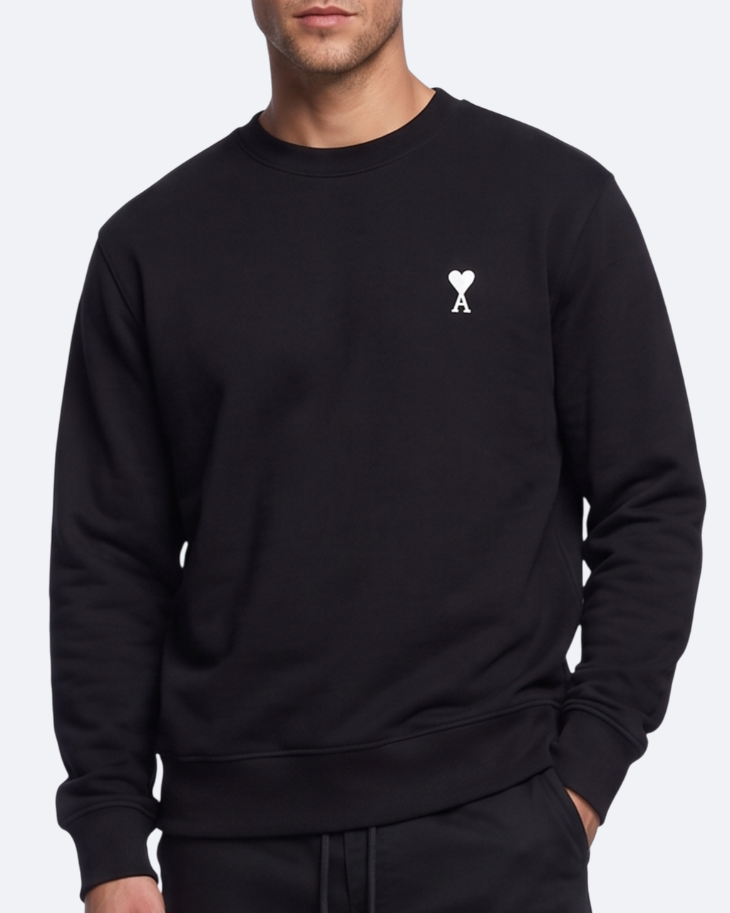 AMI - White Heart Logo Sweatshirt - Black