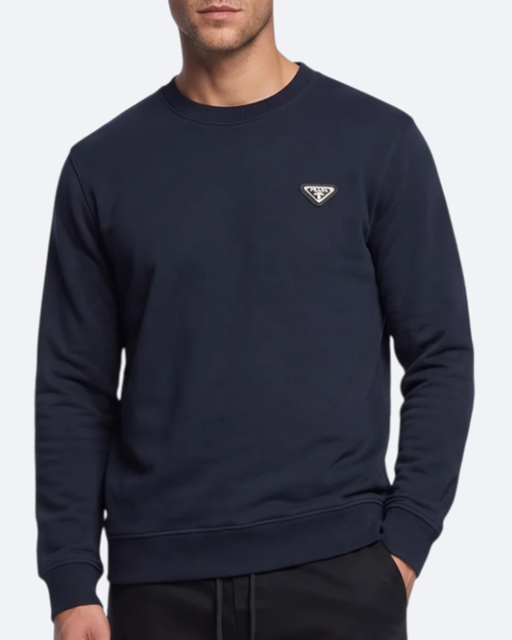 Prada - Plate Logo Sweatshirt - Navy Blue